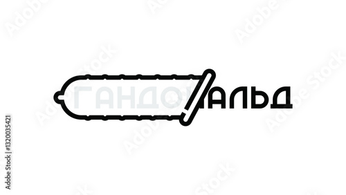 Horizontal minimal political anti war banner. Poster with Russian letters, name Donald, line art illustration condom. Russia vs Ukraine. Concept of SVO, liberty, sex. Translation from Russian: Condom