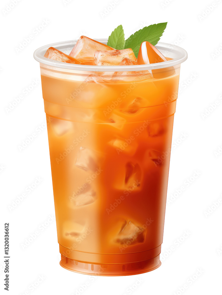 Fresh thai tea on transparent background Fresh thai tea on transparent background