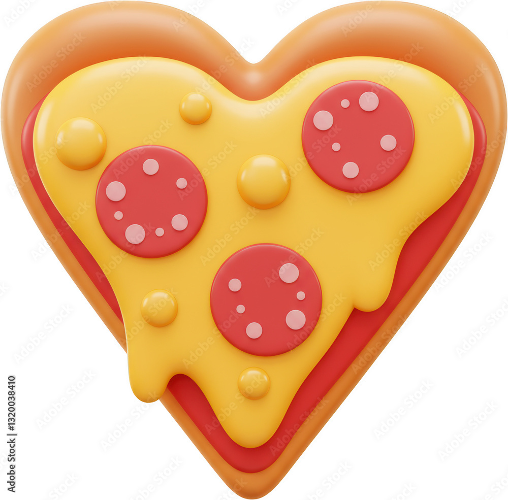 Delicious Heart Shaped Pepperoni Pizza Slice 3D Render Cute Food Illustration Delicious Heart Shaped Pepperoni Pizza Slice 3D Render Cute Food Illustration