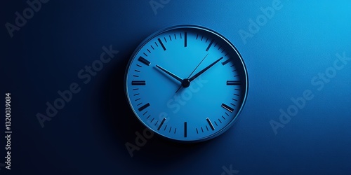 Wallpaper Mural A vibrant blue background highlights a wall clock, Wide Banner, Full HD, 32k Resolution Torontodigital.ca