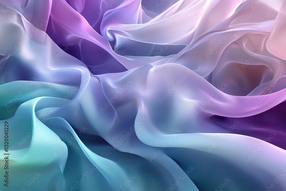 Obraz premium Abstract flowing fabric with pastel shades of blue purple and pink in a soft swirl