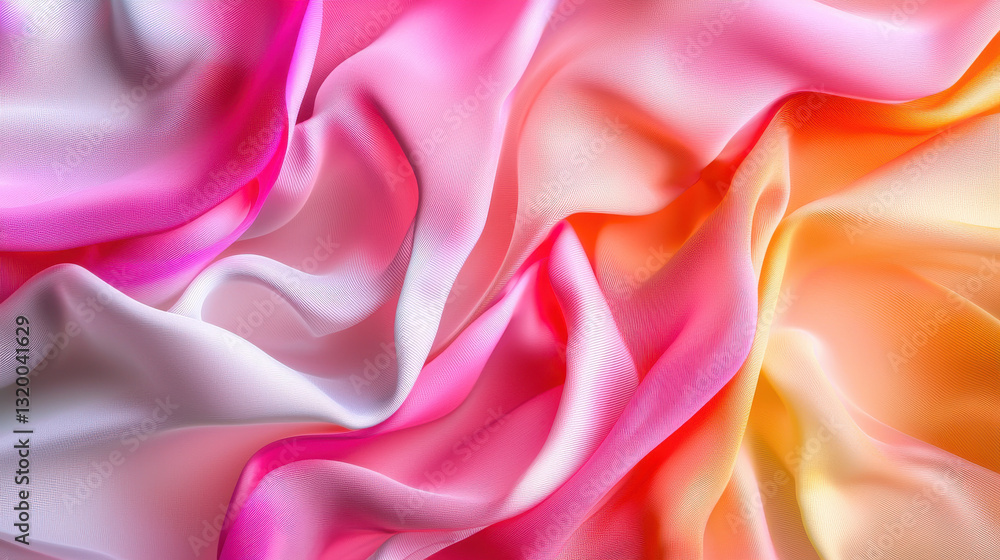 Obraz premium Soft hues of pink, white, and orange fabric create fluid motion texture