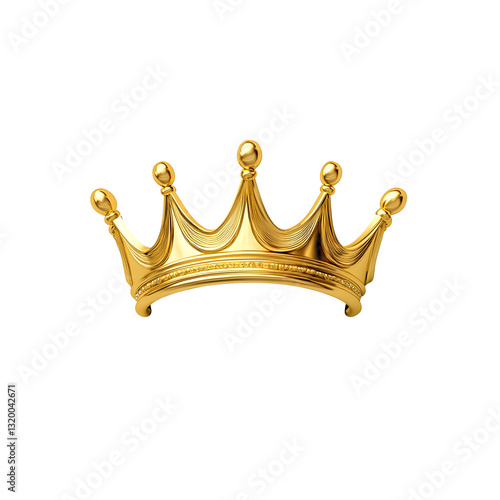 Detailed Golden Crown on Minimalist White Background Showcasing Luxury and Royal Aesthetic