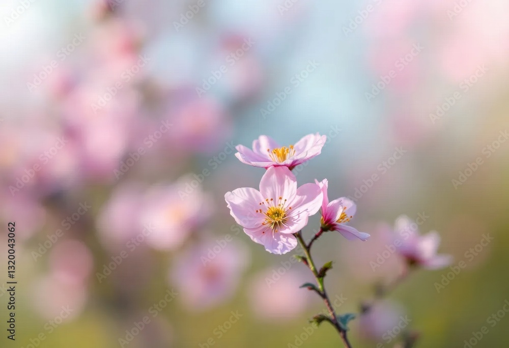 Delicate pink almond blossoms blooming on a spring day Delicate pink almond blossoms blooming on a spring day
