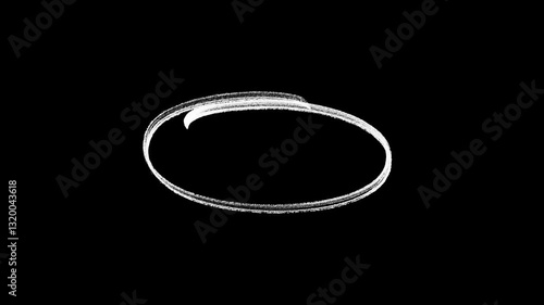 White Circle round animated marker hand drawn highlighter elements. Hand-drawn ovals animation, White marker animation with alpha channel. video round