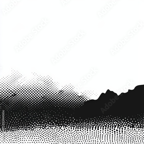 Halftone mountain landscape, minimalist design, background texture