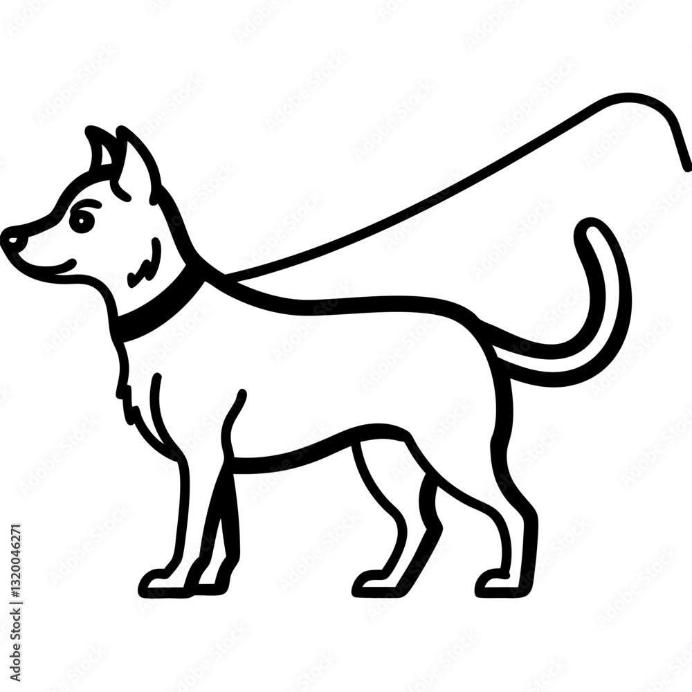 Fototapeta premium Vector Black Silhouette of a Dog Head Isolated on White Background - Cartoon Clipart Design, Vector black dog head silhouette on white background, ideal for design and clipart use.