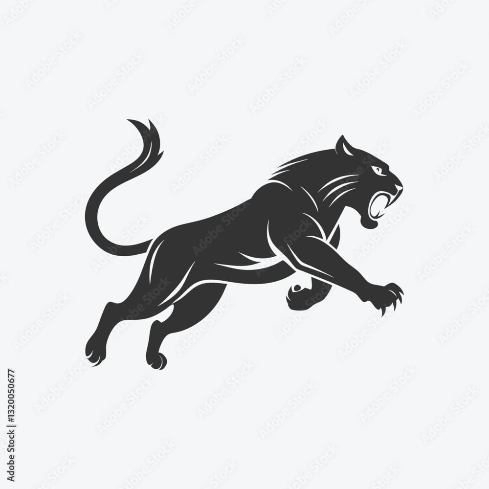 Obraz premium Powerful tiger silhouette design symbolizing strength and courage