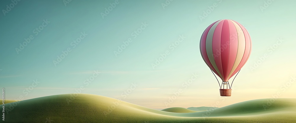 Fototapeta premium Hot Air Balloon Over Rolling Hills
