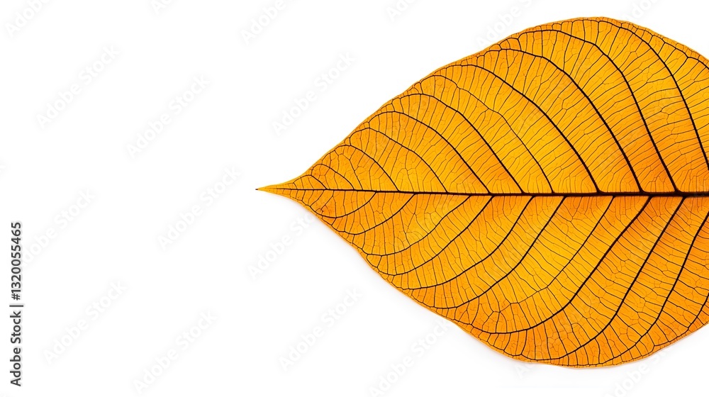 Obraz premium Intricate Orange Leaf on White Background