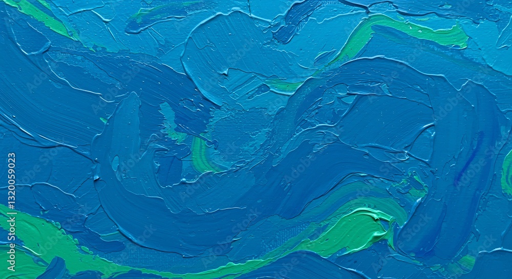 Abstract Blue Green Impasto Painting Textured Swirls. AI Generated Abstract Blue Green Impasto Painting Textured Swirls. AI Generated