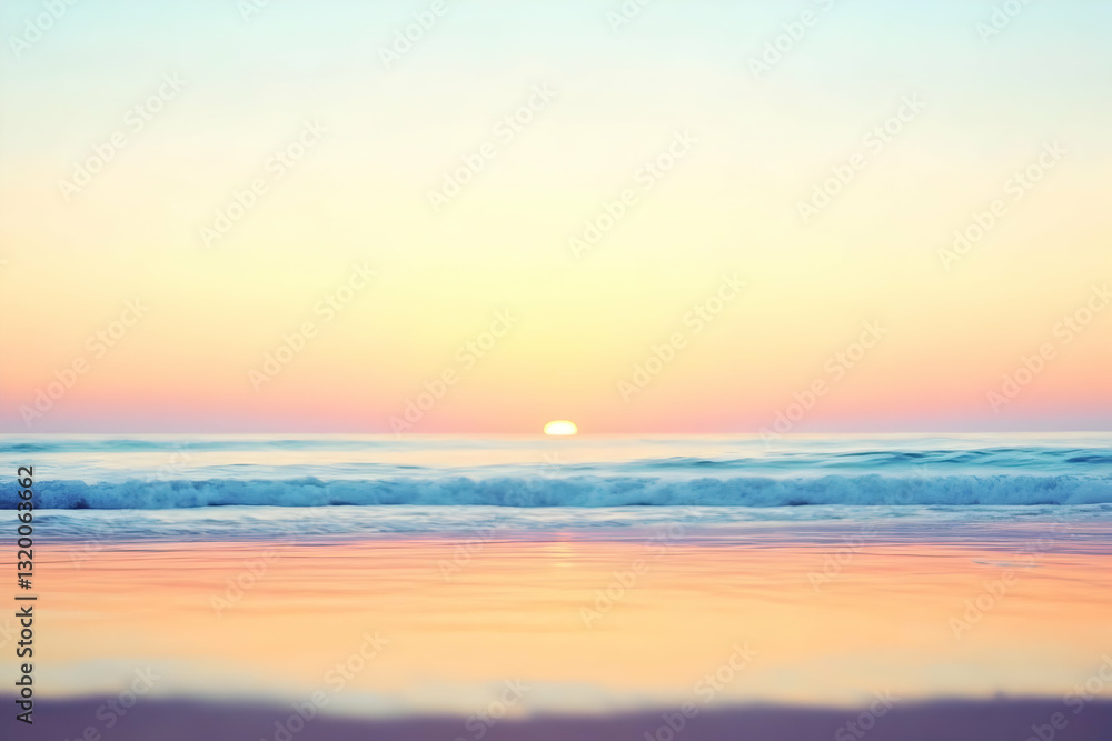 Pastel Sunset Ocean Waves Crashing on Shore, Creating a Dreamy Beachscape Background Image Pastel Sunset Ocean Waves Crashing on Shore, Creating a Dreamy Beachscape Background Image
