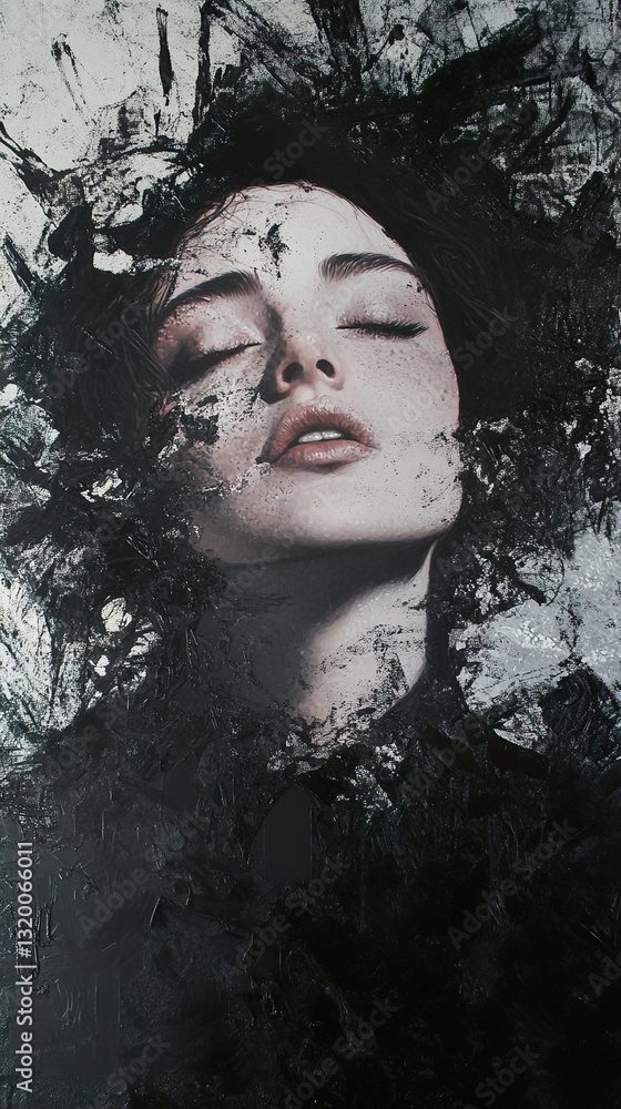 Serene Dreams: A Black and White Portrait Serene Dreams: A Black and White Portrait
