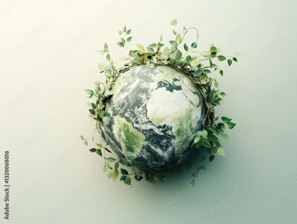 Eco-Friendly Earth Concept – Planet Earth Surrounded by Green Vines, Symbolizing Environmental Protection, Sustainability, and Nature Conservation Eco-Friendly Earth Concept – Planet Earth Surrounded by Green Vines, Symbolizing Environmental Protection, Sustainability, and Nature Conservation