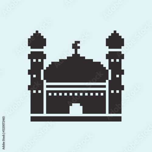 this is mosque icon in pixel art with simple color and this item good for presentations,stickers, icons, t shirt design,game asset,logo and your project