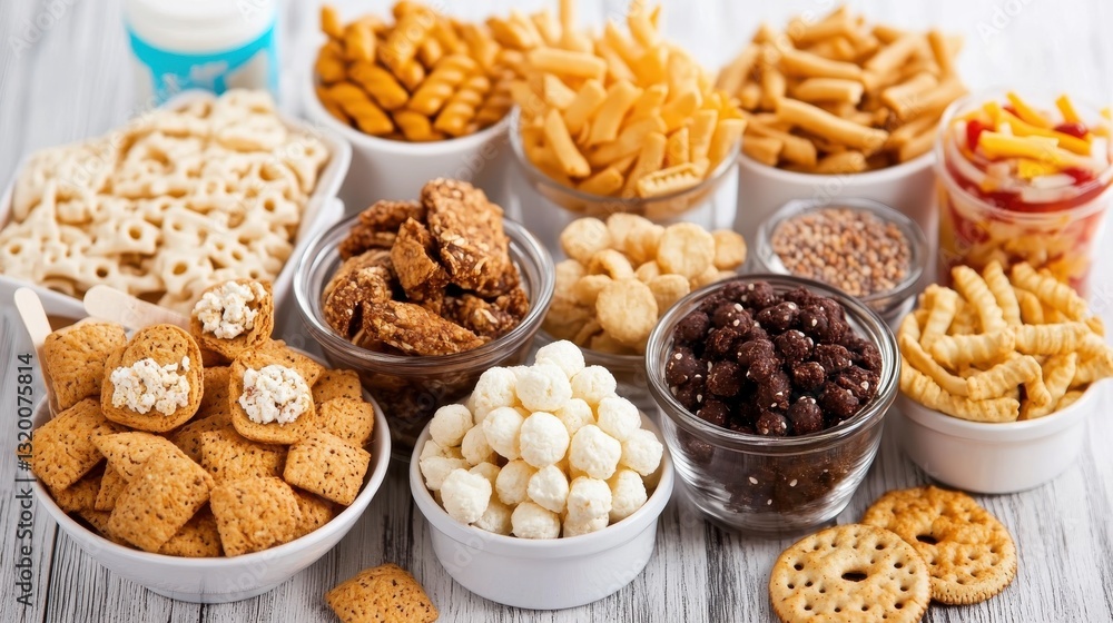 Assorted Snack Food Display with Sweet and Savory Options Perfect for Parties, Gatherings, and Special Occasions Assorted Snack Food Display with Sweet and Savory Options Perfect for Parties, Gatherings, and Special Occasions