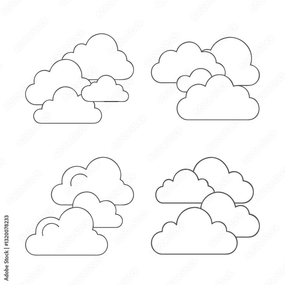 Simple Cloud icon set, set of clouds, vector clouds set, set of cloud icons Simple Cloud icon set, set of clouds, vector clouds set, set of cloud icons