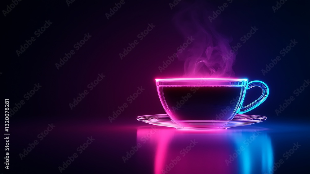 Neon Glowing Drink in Glass Cup Neon Glowing Drink in Glass Cup