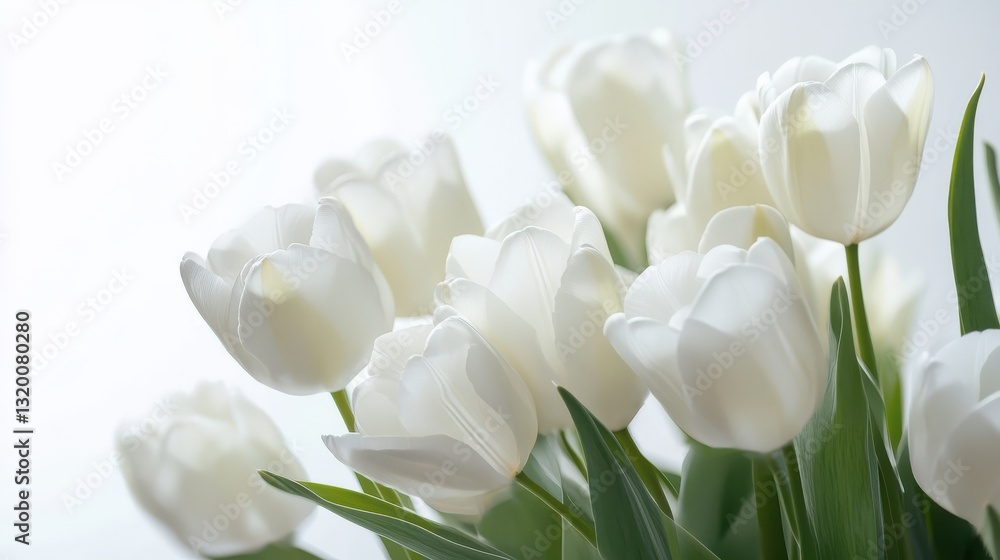 Fototapeta premium Delicate blossoms or flowers in the corner of a white gray background