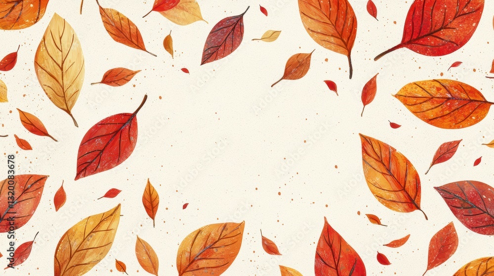 Warm Amber Colored Autumn Leaves Drifting on a Light Background for Elegant Seasonal Decor or Design Projects Warm Amber Colored Autumn Leaves Drifting on a Light Background for Elegant Seasonal Decor or Design Projects