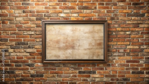 Wallpaper Mural A Rustic Wooden Frame Adorning a Textured Brick Wall, Providing a Blank Canvas for Artistic Expression or Informative Display Torontodigital.ca