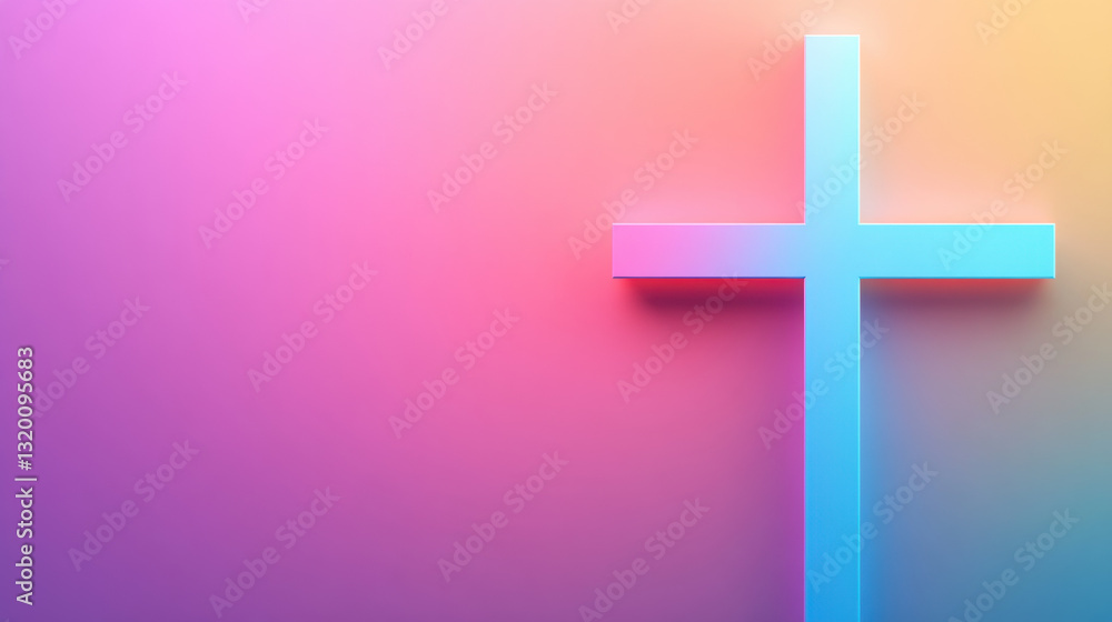 Obraz premium vibrant cross design with gradient background, symbolizing faith and spirituality