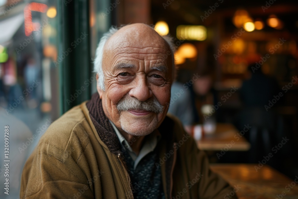 Portrait of an elderly man sitting in a cafe in Paris, France Portrait of an elderly man sitting in a cafe in Paris, France