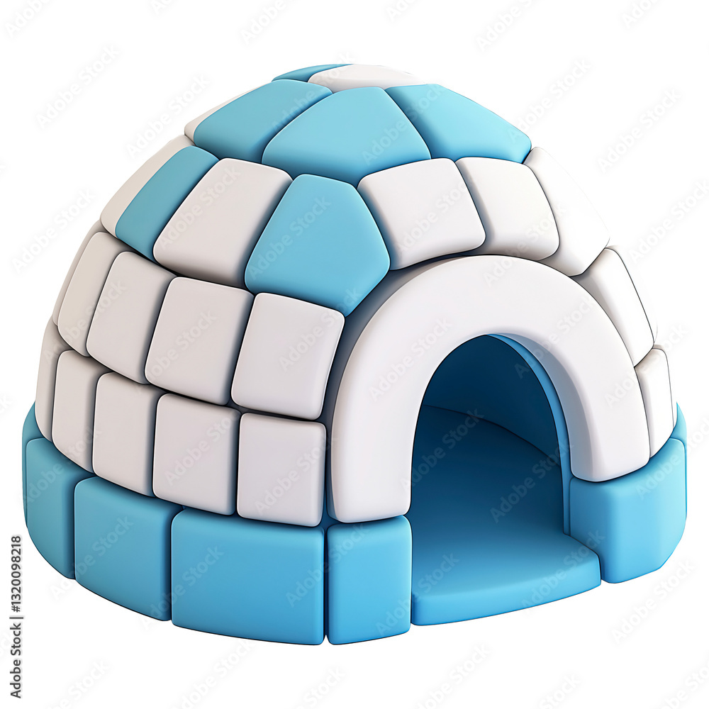 Colorful Igloo Illustration Depicting a Model Made of Blue, Pink and White Blocks Colorful Igloo Illustration Depicting a Model Made of Blue, Pink and White Blocks