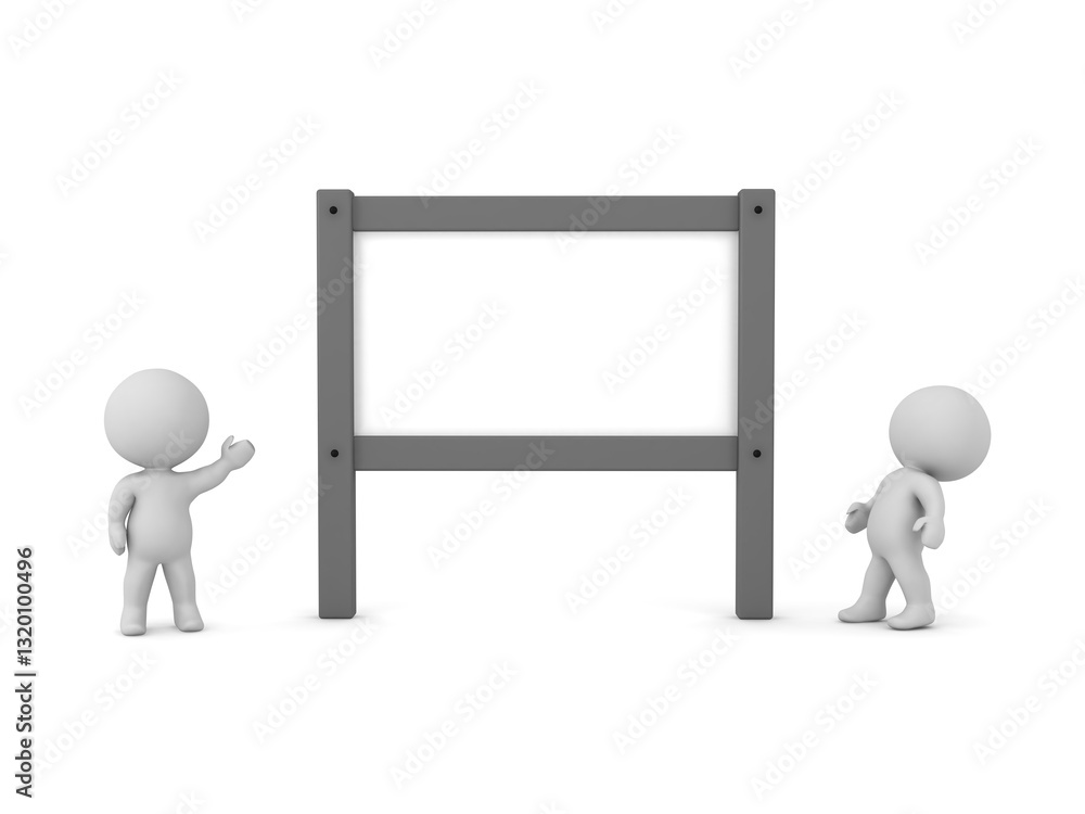 3D Characters with a Large Sign 3D Characters with a Large Sign