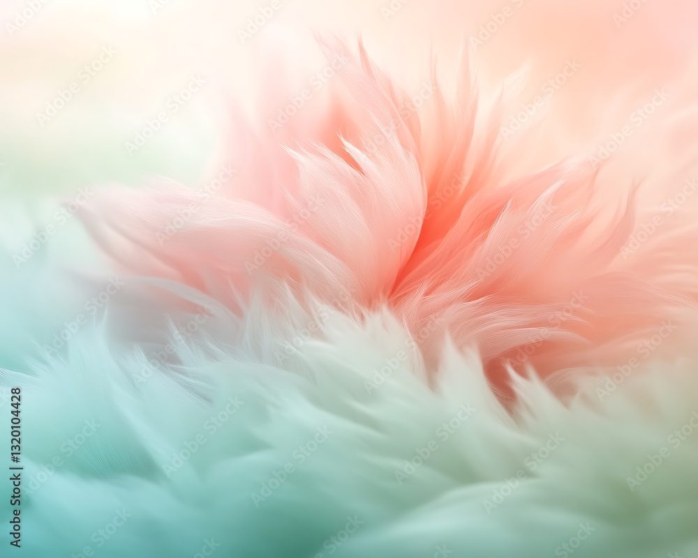Soft and colorful feathers displayed with delicate and blurred textures Soft and colorful feathers displayed with delicate and blurred textures