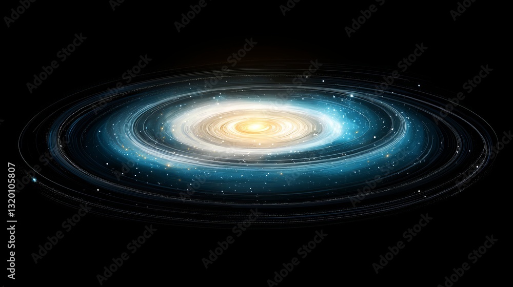 Fototapeta premium A mesmerizing spiral galaxy with a luminous core and radiant blue bands of stars.