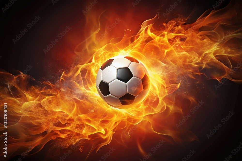 Fototapeta premium Fiery Soccer Ball A Dynamic Image of Passion and Competition, Embracing the Thrill of the Game