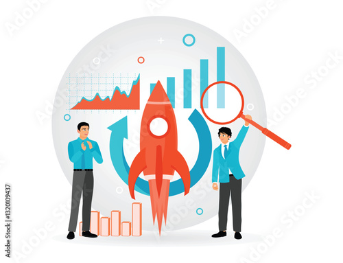 Business Growth and Innovation Concept with Rocket Launch.