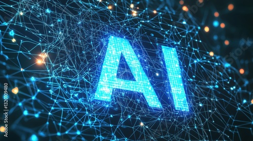 Sleek Visual Representation of AI Featuring Glowing Connected Nodes and a Modern Banner Design