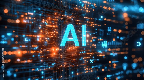 Sleek and Visually Appealing Banner Featuring AI with Glowing Elements and a Modern Technology Aesthetic