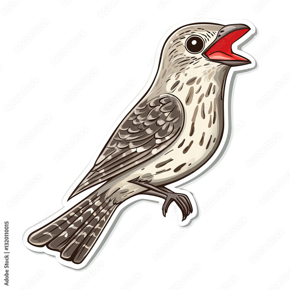 Obraz premium cuckoo bird in cartoon color contour vector style, white background 