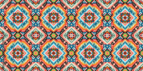 Tribal abstract seamless geometric pattern with geometric elements