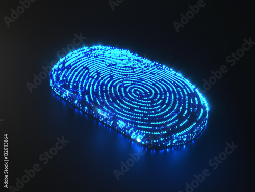 Wallpaper Mural Glowing digital human fingerprint model isolated on a black background Torontodigital.ca