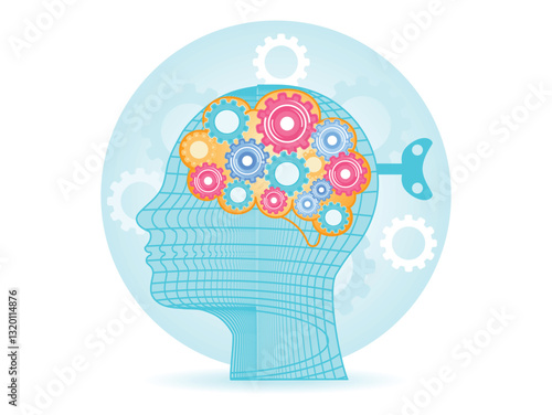 Concept of Intellectual Intelligence. Mechanical Brain Made of Gears.
