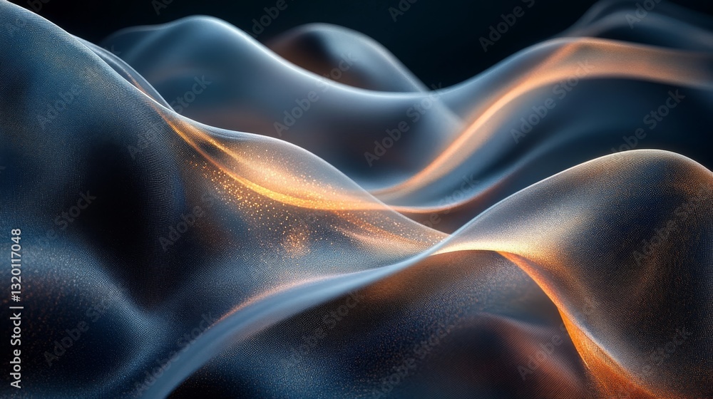 Obraz premium Abstract flowing forms with glowing highlights and subtle textures