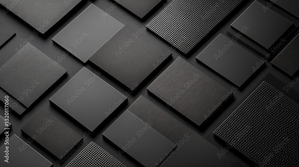 Fototapeta premium A Collection Of Black Squares Displayed At Different Angles
