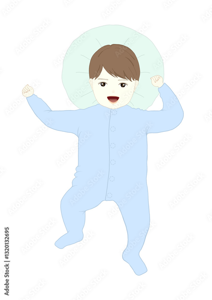 笑顔で仰向けになっている赤ちゃん 笑顔で仰向けになっている赤ちゃん