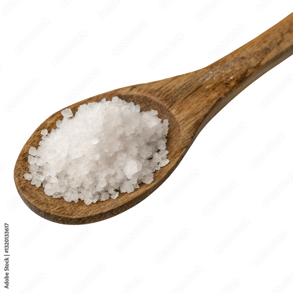 wooden spoon with salt isolated on transparent background wooden spoon with salt isolated on transparent background