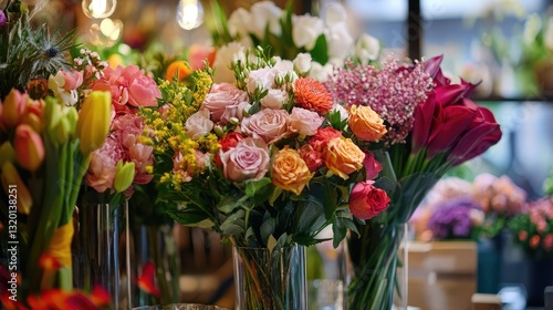 Wallpaper Mural Floral abundance in glass vases with elegant illumination display Torontodigital.ca