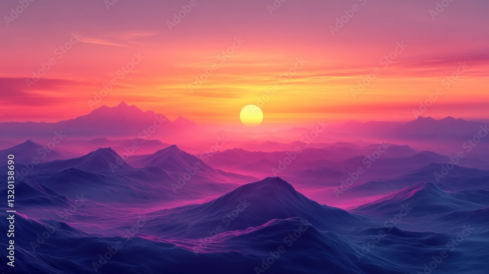Obraz premium Tranquil Sunset Landscape with Pastel Gradients and Serene Horizon