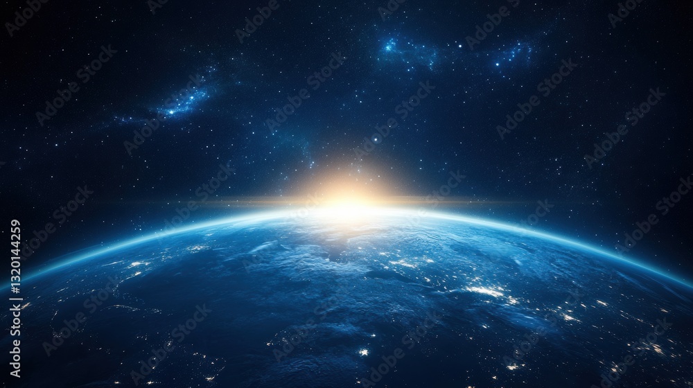 Night view of planet Earth showcasing global communication networks and financial connections from space Night view of planet Earth showcasing global communication networks and financial connections from space