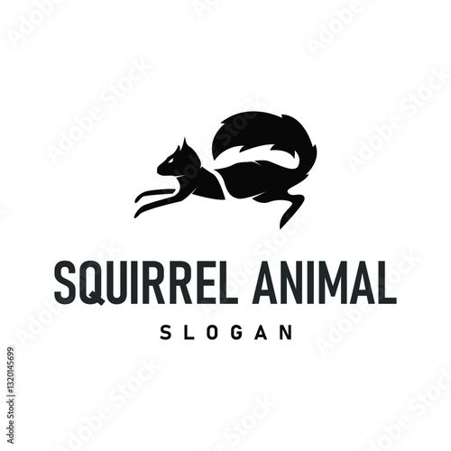 simple silhouette concept design cute little animal squirrel logo minimalist illustration product brand template