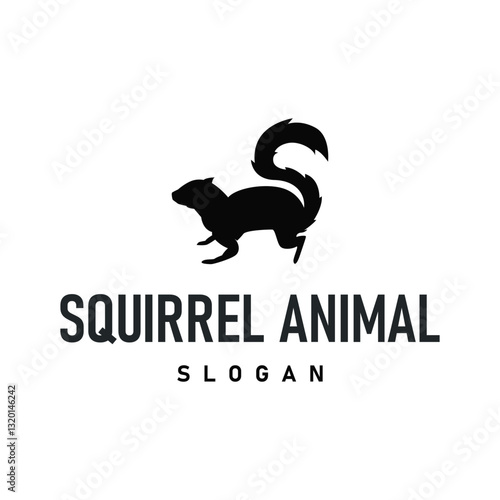 simple silhouette concept design cute little animal squirrel logo minimalist illustration product brand template