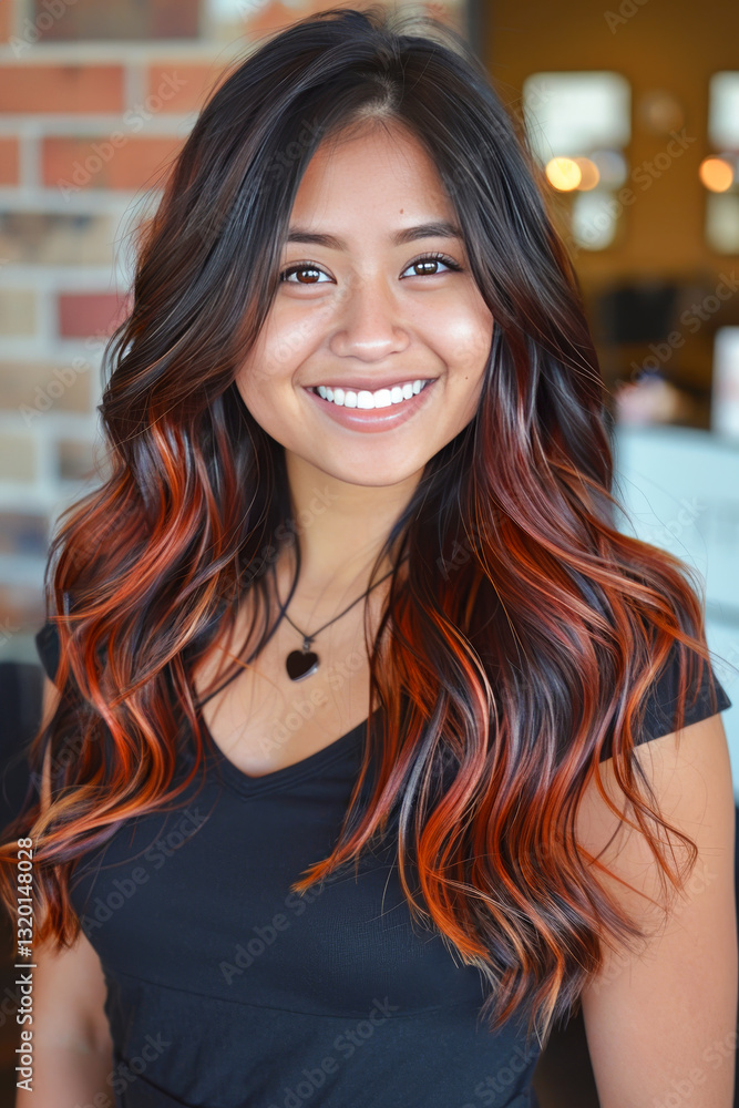 Obraz premium red wine ombre hair tutorial at star beauty bar,multi-layered, extensions, light orange and red wine
