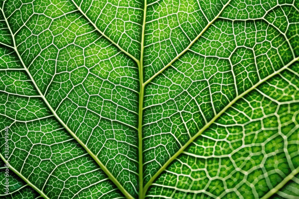 Intricate Green Leaf Vein Structure, A Detailed Close-Up Showing the Complex Network of Plant Vessels Intricate Green Leaf Vein Structure, A Detailed Close-Up Showing the Complex Network of Plant Vessels